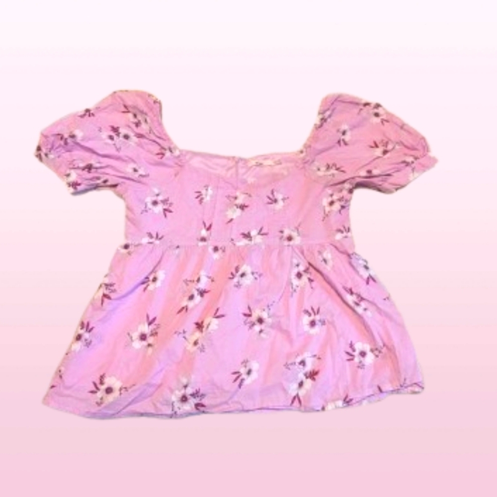 Francesca's Mi Ami Pink Lavender Floral Blouse Women's XS
